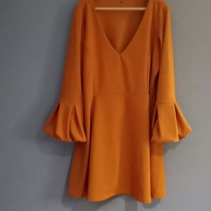 Boohoo size 20 mustard color midi dress